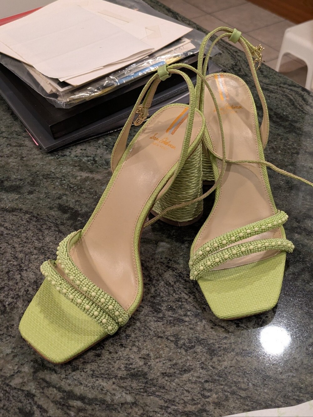 Sam Edelman Kia Bead sandals Pear Weave Size 10. Never Worn.